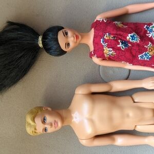 Mattel Vintage Ken and Barbie Doll One Outfit floral Hawaii